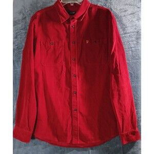 Farah Mens Large Corduroy Button Up Shacket Shirt Outdoors Rustic Casual Fit Red